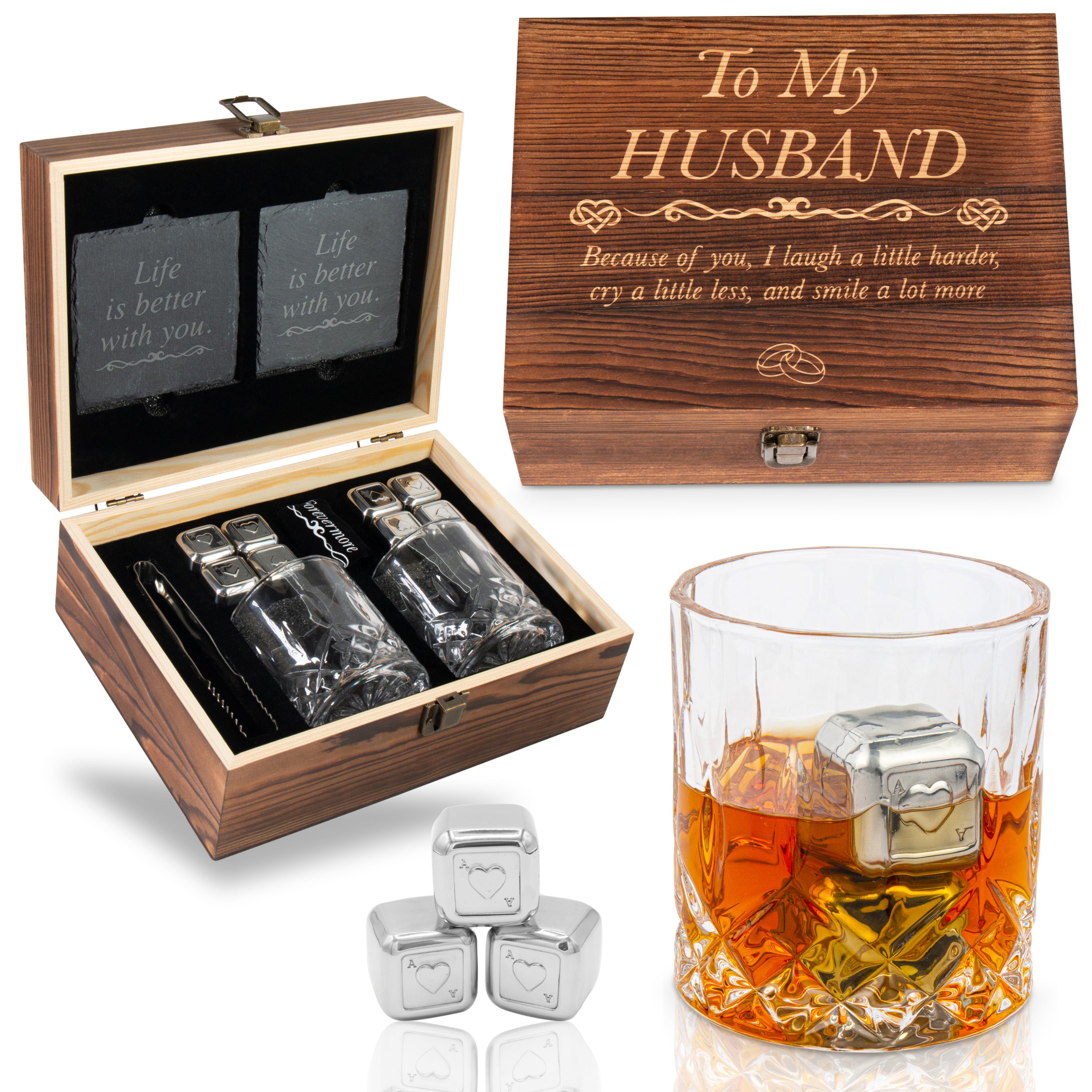 The Perfect Gift For Your Husband-  "To My Husband" Whisky Glass Gift Set