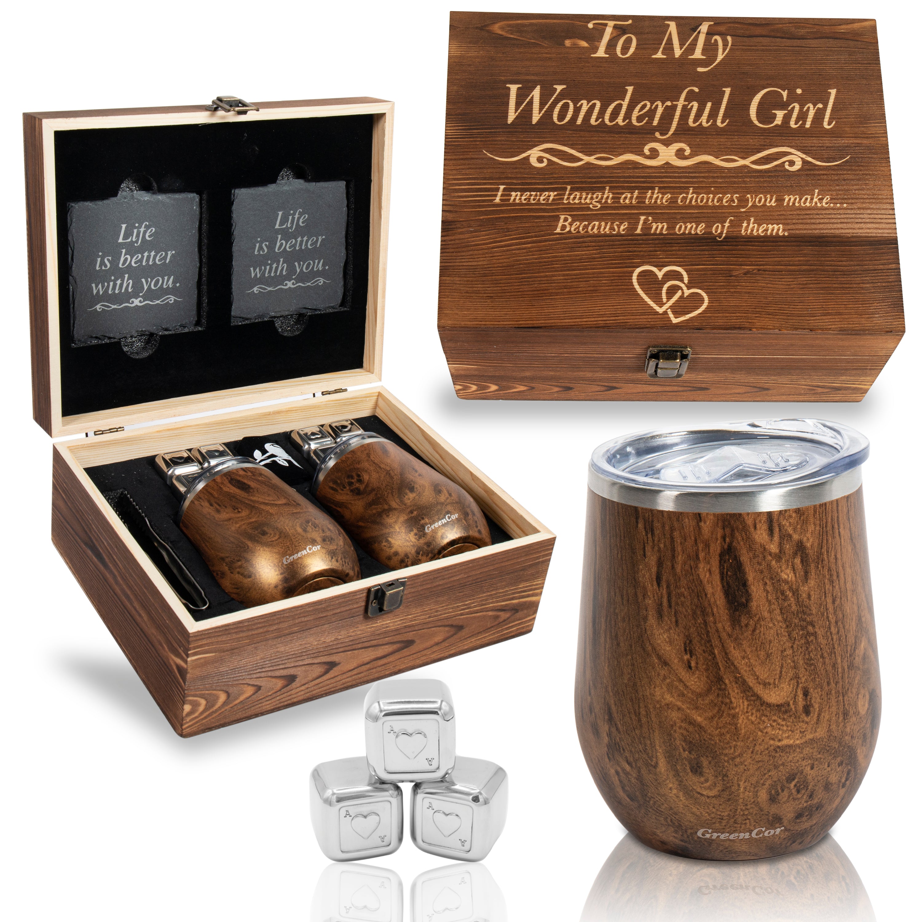 The Perfect Gift for Your Girl 'To My Wonderful Girl' Wine Tumbler Gift Set